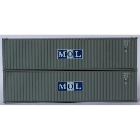 Jacksonville Terminal 405051 40 ft. N Scale Mol High Cube Corrugated Side Containers, Grey, 2PK JTC405051